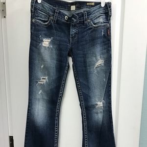Silver distressed jeans